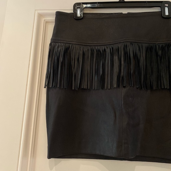 IRO Black Fringe Leather Skirt - Picture 2 of 2